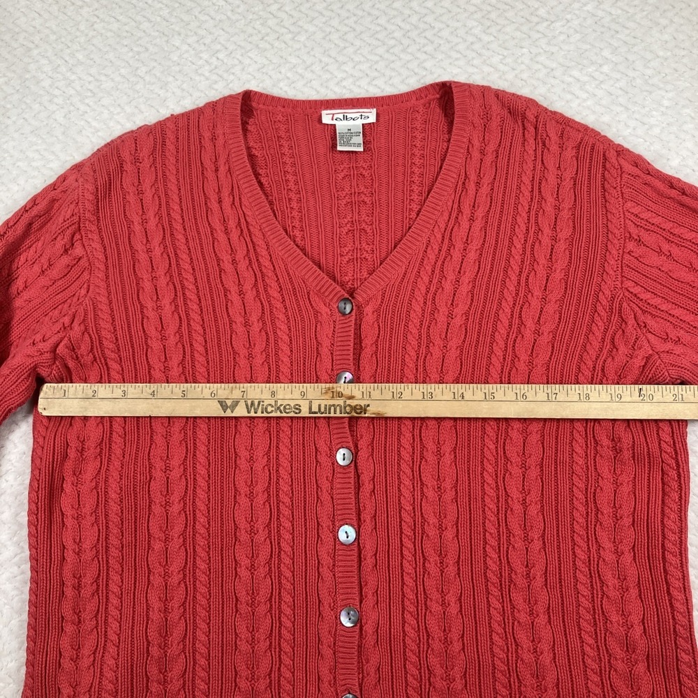 Vtg Talbots Pink Cable Knit Sweater Cardigan Button Up Women's Size M - Picture 11 of 13